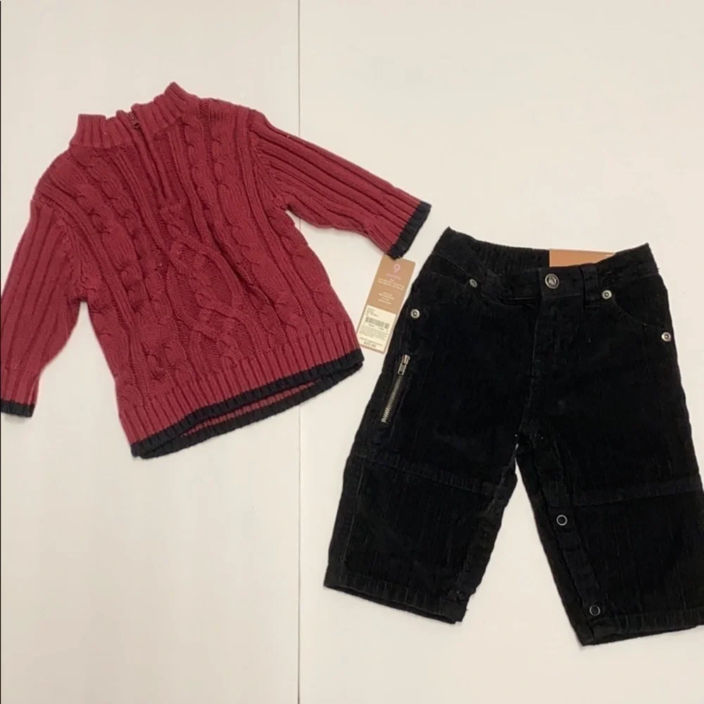 NWT CARTERS holiday boys sweater and curdory pants